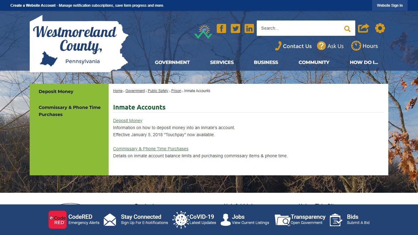 Inmate Accounts | Westmoreland County, PA - Official Website